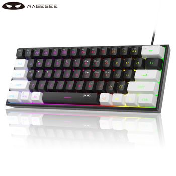 MageGee TS91 60% teclado compacto con cable 61 teclas retroiluminación RGB pequeño teclado de membrana portátil para ordenador de oficina para PC Windows