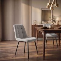 set de 2 sillas con patas de metal y asiento en terciopelo gris
