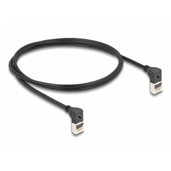 Cable de red RJ45 Cat.6A S/FTP Slim 90° acodado Delock 1 m negro