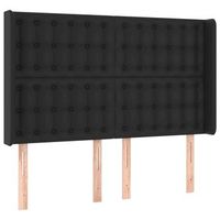 cabecero cama  panel de cabecera con orejas de cuero sintetico negro 147x16x118128 cm