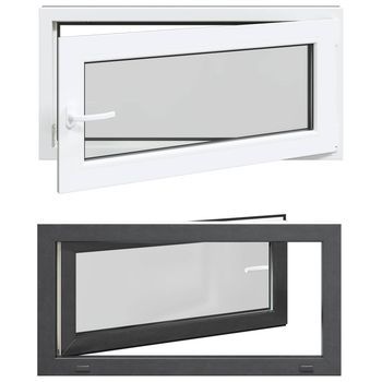 Ventana De Sótano Risor 100 X 50 Cm Pvc Y Vidrio Gris Antracita Vidaxl