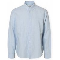selected camisa manga larga noos regclay shirt - dusty blue para hombre