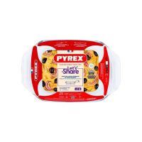 pyrex lets share fuente de horno rectangular de vidrio borosilicato 27 x 17 cm 14 l con asas anchas y grips apto horno hasta 300 c y microondascongelador