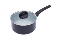 cacerola de 20 cm con tapa antiadherente de aluminio negro