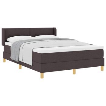 Cama Tipo Box Spring Manual Marrón Oscuro 200 X 140 Cm Tela Vidaxl