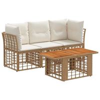conjunto de sofas de jardin 4 uds natural y crema vidaxl