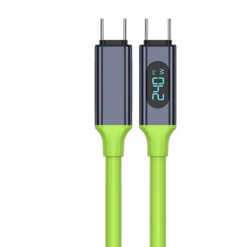Cable de silicona PD240W Tipo-C a Tipo-C con pantalla digital, carga rápida PD, transmisión de datos, núcleo de cobre es