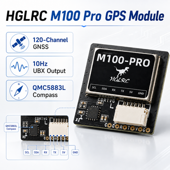 Sistema GNSS HGLRC M100 Pro de Alta Sensibilidad Optimizado para una Conexión Estable con Frecuencia de Actualización de Alta Velocidad de 10Hz y Posicionamiento Preciso