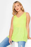 yours camiseta verde lima sin mangas efecto lino mujer curvy y tallas grandes yours
