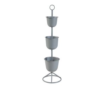 Soporte para plantas alphen con 3 maceteros metal 110xø28cm - gris [en.casa]