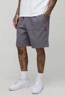 tall elasticated waist relaxed fit carpenter shorts gris