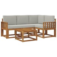 conjunto de sofas de exterior 5 piezas  mueble de jardin gris natural y claro