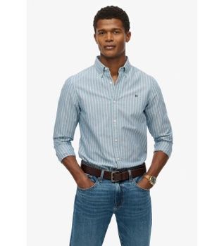 Superdry para hombre. M4011037A Camisa Classic Oxford verde (M), Casual, Algodón, Manga larga