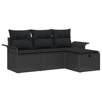conjunto de sofa de jardin de 4 uds con cojines ratan poliester negro cfw267839