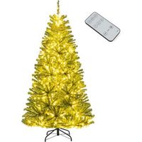 arbol de navidad con luces incorporadas costway 180cm 250 luces led blancas calidas 680 ramas de pvc