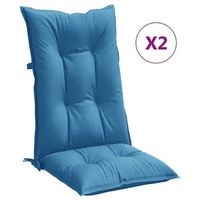 cojines silla respaldo alto 2 uds tela azul melange 120x50x7 cm vidaxl