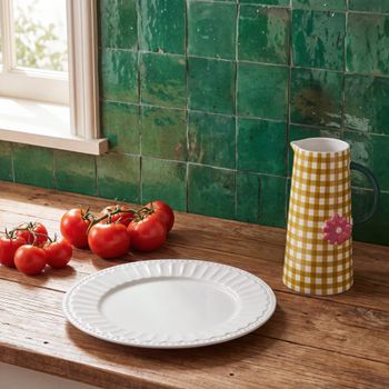Plato llano de porcelana blanca