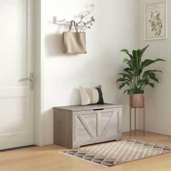 Baúl De Almacenaje De Melamina De Madera Homcom 80x40x45 Cm Gris