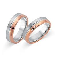 alianzas 14 quilates oro blanco-rojo 3 diamantes