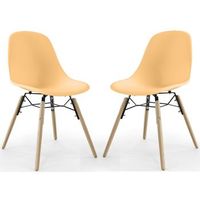 silla de comedor - diseno escandinavo - patas de madera - pack de 2 - skogur naranja paste