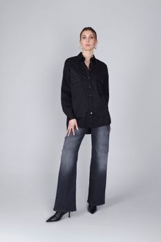 camisa de popelina con micro tachuelas black