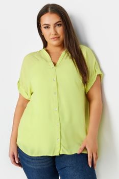 Yours Camisa Verde Lima Manga Corta, Mujer Curvy Y Tallas Grandes, Yours