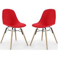 silla de comedor - diseno escandinavo - patas de madera - pack de 2 - skogur rojo