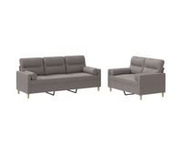 vidaxl juego de sofas con cojines 2 piezas tela gris taupe