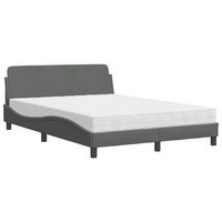 cama matrimonial  cama para adulto  cama con colchon dover tela gris oscuro 120x200 cm