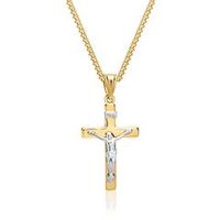 cadena con colgante cruz jesus oro amarillo oro blanco