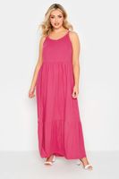 yours vestido largo fucsia de tirantes en algodon mujer curvy y tallas grandes yours
