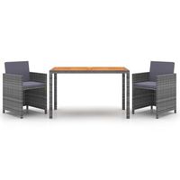 set de comedor jardin 3 piezas  mueble de jardin con cojines ratan sintetico gris