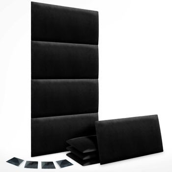 Dhome Juego De 8 Paneles Tapizados De Terciopelo Premium Pack Autoadhesivos Para Pared Acústicos Absorbentes Protección Impactos (negro, 50x40cm, X8)