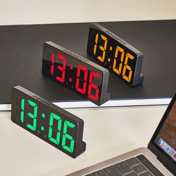 Reloj despertador Digital con Control por voz, repetición de temperatura, modo nocturno, reloj de mesa de escritorio, función antidisturbios de 12/24H, relojes LED