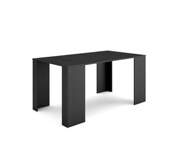 Mesa consola extensible, mesa comedor plegable, 160x90x77cm, para 8 comensales, comedor y cocina, negro