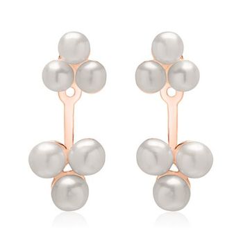 Orejeras de plata 925 chapada en oro rosa con perlas