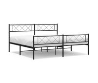 estructura de cama cabecero y pie de cama metal negro 193x203cm con cabecero y pie de cama