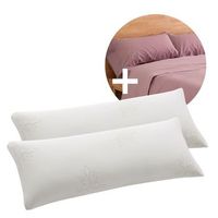 pack ahorro 2 almohadas viscoelastica copos aloe vera  2 fundas almohada magenta cama 180cm donegal collections