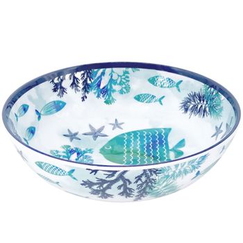 Plato hondo de melamina decorado con estampado marino ø 19 cm