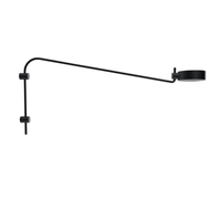 lampara de pared led zafferano super o con brazo negro recargable y regulable