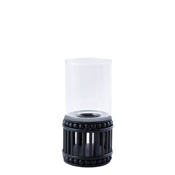 Portavelas de ratán negro h31