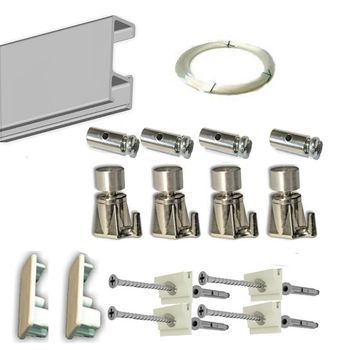 Pack De Ganchos Automáticos Con Guía De 150 Cm Con 4 Colgadores Color Plata Con Hilo De Nylon Para Colgar Cuadros O Marcos. (plata, 150 Cm)
