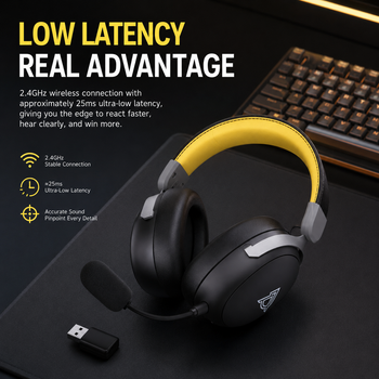 Auriculares Inalámbricos para Juegos Ajazz AHM08 MAX, Auriculares con Micrófono, Auriculares para Estudiantes con Bajo Ruido y Triple Modo