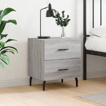 Mesita De Noche | Mesa Auxiliar | Mesilla Madera De Ingeniería Gris Sonoma 40x35x47,5 Cm Cfw31937
