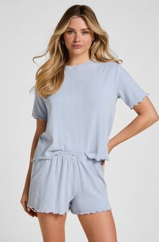 Hunkemöller Pantalones cortos de pijama Pointelle Azul