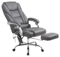 silla de oficina giratoria regulable en simil cuero gris
