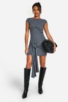 vestido mini de canale cardado gris