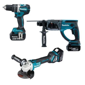 Makita Dlx3093tj Combo Dhr202+dhp484+dga513 Bl 18v Lxt 5ah 3 Bat. Makpac