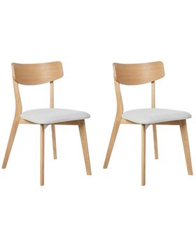 Conjunto de 2 sillas de comedor  madera marrón claro gris