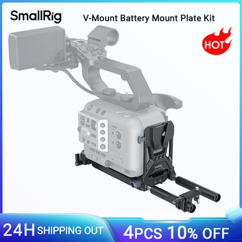 Kit de placa de montaje de batería con montaje en V SmallRig para cámaras de cine con placa de liberación rápida para Manfrotto 501, abrazadera de varilla de 15mm -4323